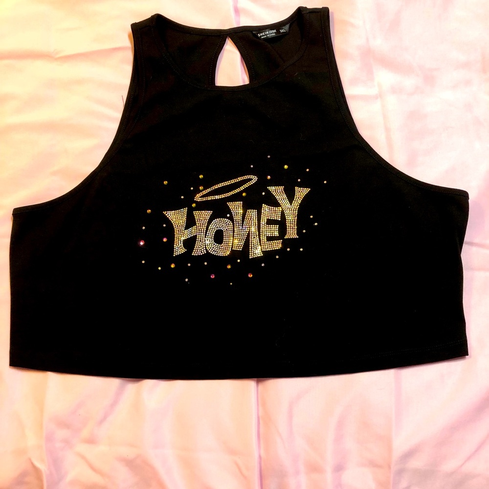 Honey rhinestone crop top shirt size 18 (3xl)